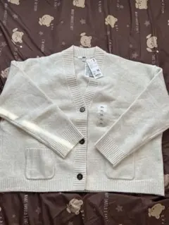 UNIQLO スフレヤーンショートカーディガン オフホワイト 3XL