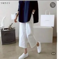 ホワイト ガウチョパンツ　Lサイズ ワイドパンツ