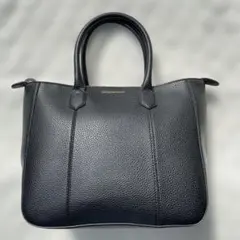 EMPORIO ARMANI トートバッグ　ブラック　黒　A4 大容量　シボ革