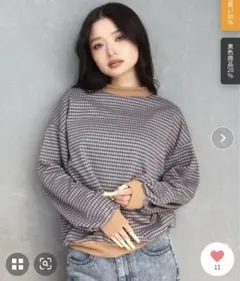 ハニカム柄 長袖プルオーバー