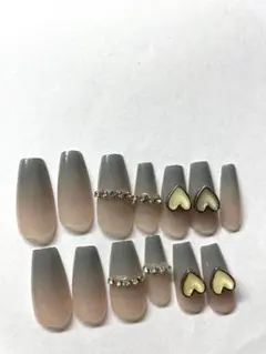 グラデーションネイルチップ ハートモチーフ 13個セット