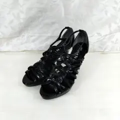 【美品】インディヴィ 24.5cm ストラップサンダル 黒 127-08029のサムネイル