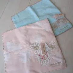 PAUL & JOE 花柄刺繍ハンカチ2枚セット