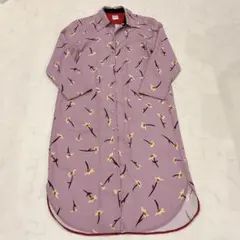 美品 ポールスミス 花柄 シャツワンピース ロング丈 XL ゆったり パープル