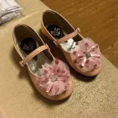 ピンク シューズ リボン装飾