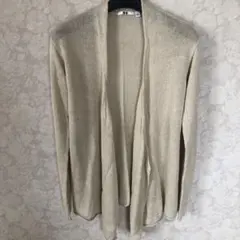 ユニクロUNIQLO リネン100% 長袖カーディガン アイボリーベージュ M