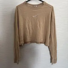 NIKE ナイキ 長袖カットソー ショート丈 ベージュ　ブランドロゴ