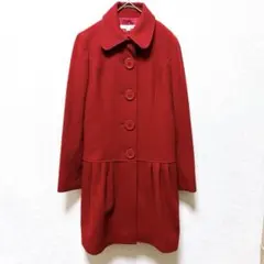 KLEIN PLUS ウールコート ステンカラー ペプラム ビッグボタン 赤