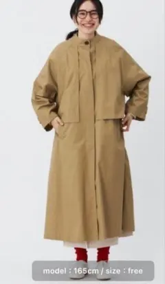ノーカラー ベージュ トレンチコート　リブラキュー