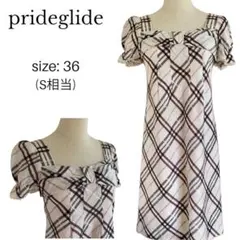 【美品】prideglide ワンピース チェック柄 ピンク フェミニン 36のサムネイル