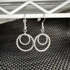 シルバー 二重リング ピアス