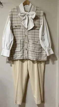 GU ツイードニットベスト　3XL アイボリー