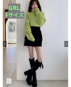 【一度のみ着用】GRL タートルネックショート丈ニットトップス[dr523] F