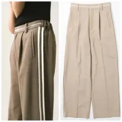 美品完売CHIGNONイージーラインワイドパンツ大人カジュアルパンツサイドライン