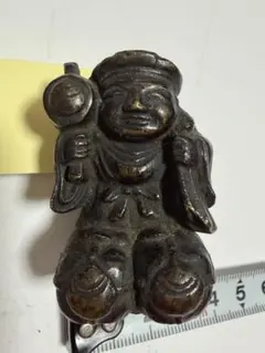 骨董 極彩色 木彫り 大黒天 大黒様 一刀彫 ミニチュア 民間信仰 民芸