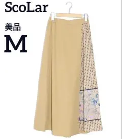再値下げ　美品 ScoLar 花蝶柄　花柄　蝶　切り替えパンツ　ワイドパンツ