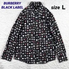 ✨希少✨ バーバリー ブラックレーベル　モノグラム　長袖シャツ　総柄　洗える　Ｌ