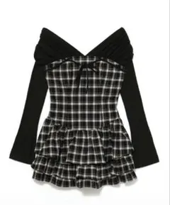 bubbles チェックレイヤードワンピース
