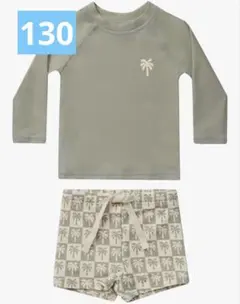 キッズ水着セット 男の子用 パームツリー柄 130 お洒落 3点セット 帽子付き