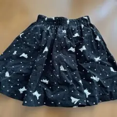 GLOBAL WORK 猫プリント水玉模様コーデュロイスカート XXL