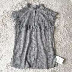 新品タグ付 JUSGLITTY フリルネックシアーブラウス 小花柄