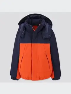 ★UNIQLO ウォームパデットパーカ 150cm (ネイビー/オレンジ)★