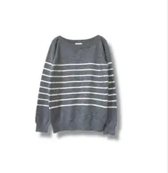 アースミュージック　ボーダーニット　グレー×ホワイト　長袖　ほぼ未使用