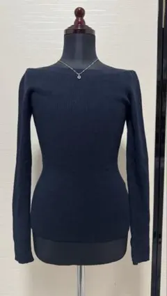 PLSTプラステリブニットボートネック 後ろ ボタン s