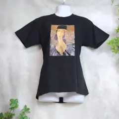 カットソー　プリントシャツ　アート　ブラック　S