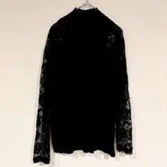 IN.C ブラック タートルネックニット レース モノトーン シンプル 上品