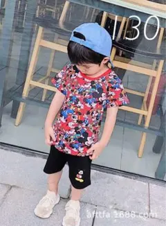 ディズニーランドにも！ミッキー総柄Tシャツ♪男女兼用 ユニセックス 半袖