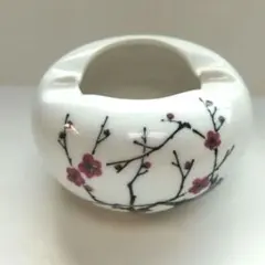 昭和レトロ 花柄デザインの丸型灰皿 和柄 汚れあり 古道具 アンティーク 匿名