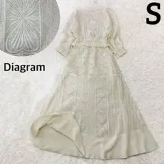 ダイアグラム 透かし編み 刺繍 レース ニット トップス スカート セットアップ