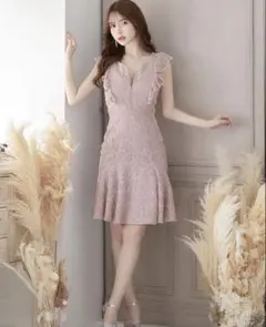 JEWELS ピンク フリル レース ドレス　Sサイズ