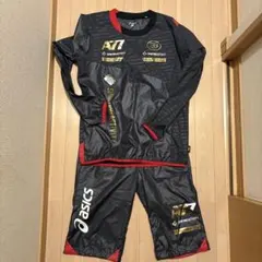 asics A77 ピステ・ウィンドブレーカー 黒/赤