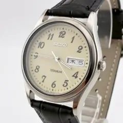 【電池交換済】SEIKO　セイコー　腕時計　チタニウム　デイデイト　新品ベルト