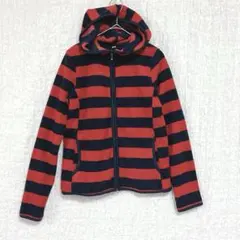 3389 ユニクロ　フリースパーカー　フルジップ　ボーダー　赤青　レディース　S