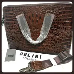 イタリア??製 未使用BOLINI ブラウン クロコダイルショルダーバッグ  
