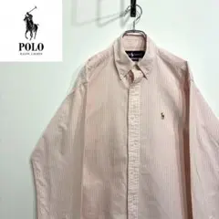 超人気❗️ラルフローレン　ワンポイントロゴシャツ　L 90s刺繍古着希少レア長袖