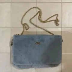 AHKAH ベロアとファー　ダブルポシェット