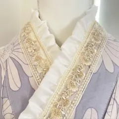 重ね襟　伊達襟付け襟　半衿　パールフリルレース　成人式振袖　卒業式袴　浴衣着物