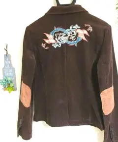 昭和レトロエルボーパッチ　刺繍ワッペンが格好いい ショートジャケット