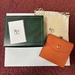 IL BISONTE イルビゾンテ 二つ折りがま口財布 オレンジ