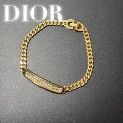 ディオール　ブレスレット　喜平チェーン　ゴールド/金　ラインストーン