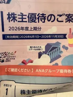 ANA 株主優待券 2026年11月30日まで
