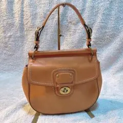 OLD COACH ハンドバッグ ターンロック キャメル
