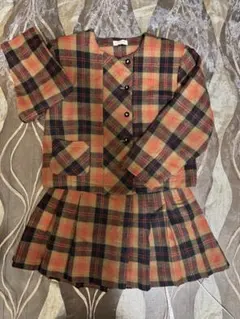 チェック柄のトップスとスカートのセット 日本製