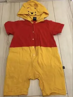 プーさん フード付きロンパース 赤と黄色