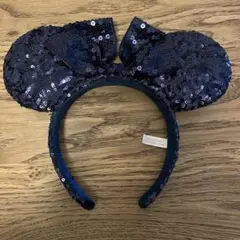 ミッキー耳 ネイビー スパンコールカチューシャ