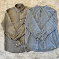 ユニクロ UNIQLO バンドカラーシャツ　ボタンダウンシャツ 2点セット